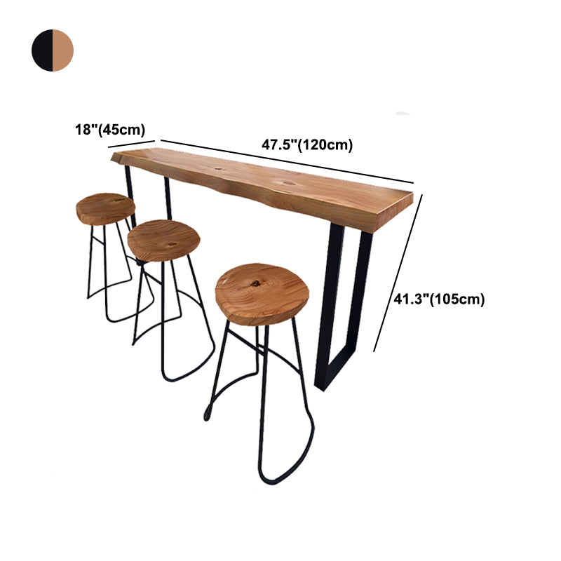 Brown Modern Style Table Solid Wood and Metal Coffee Shop Bar Table