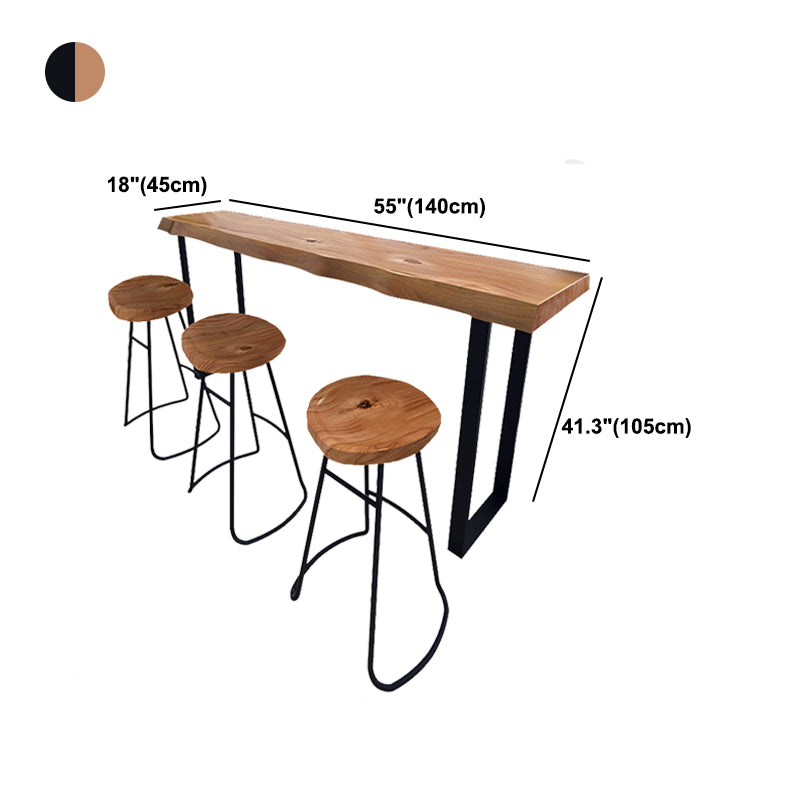 Brown Modern Style Table Solid Wood and Metal Coffee Shop Bar Table