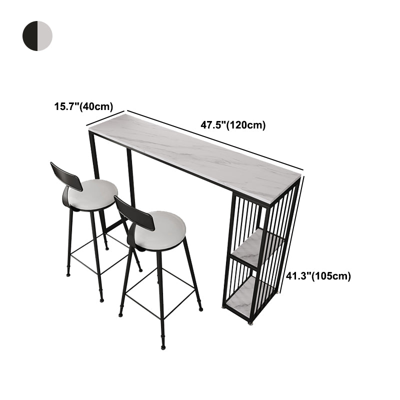 Modern White Marble Table with Rectangle Table Top Double Pedestal Table - 42" H