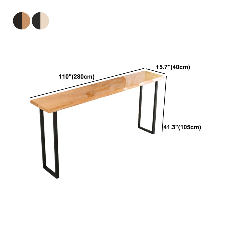 Brown Modern Style Bar Table Solid Wood and Iron Indoor Bar Table