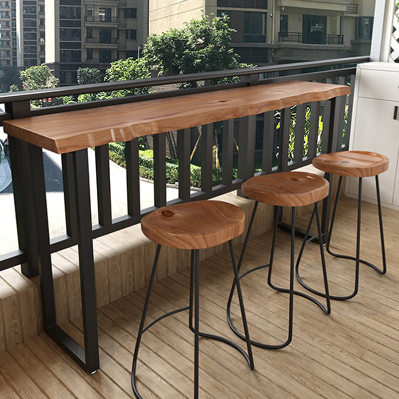 Brown Modern Style Table Solid Wood and Iron Milk Tea Shop Bar Table