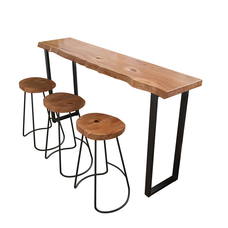 Brown Modern Style Table Solid Wood and Iron Milk Tea Shop Bar Table