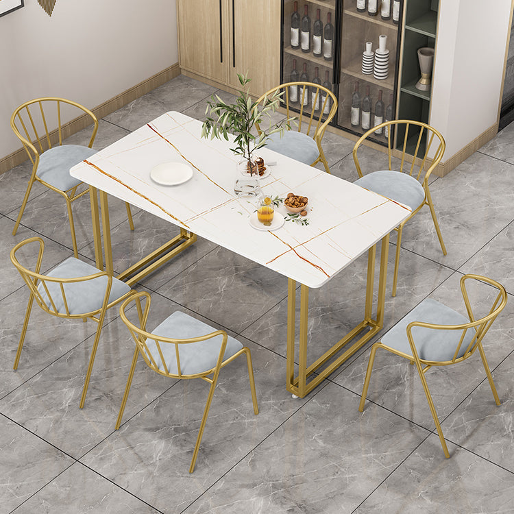 Traditional Luxury Dining Table Sintered Stone Table with Gold Frame