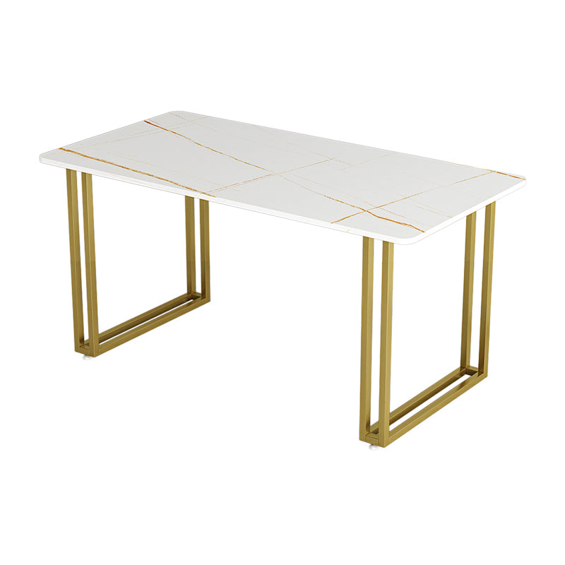 Traditional Luxury Dining Table Sintered Stone Table with Gold Frame