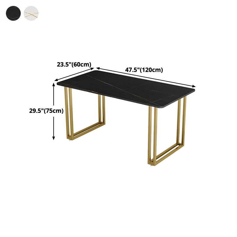 Traditional Luxury Dining Table Sintered Stone Table with Gold Frame