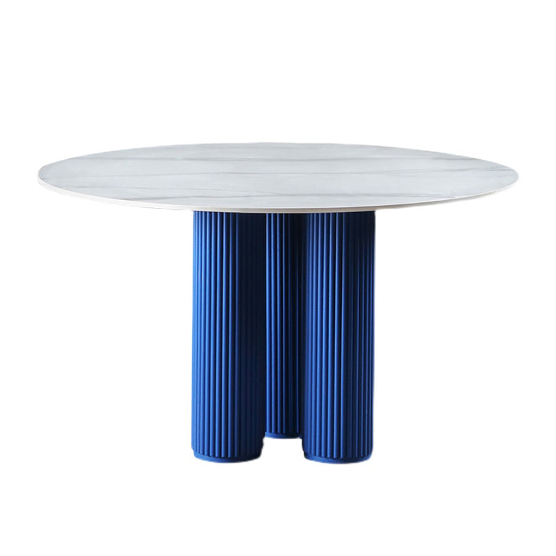 Sintered Stone Dining Table Modern Round Dining Table with Wooden Base