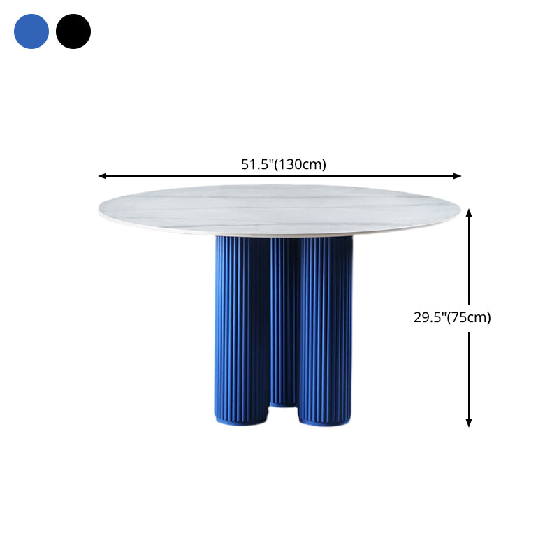 Sintered Stone Dining Table Modern Round Dining Table with Wooden Base