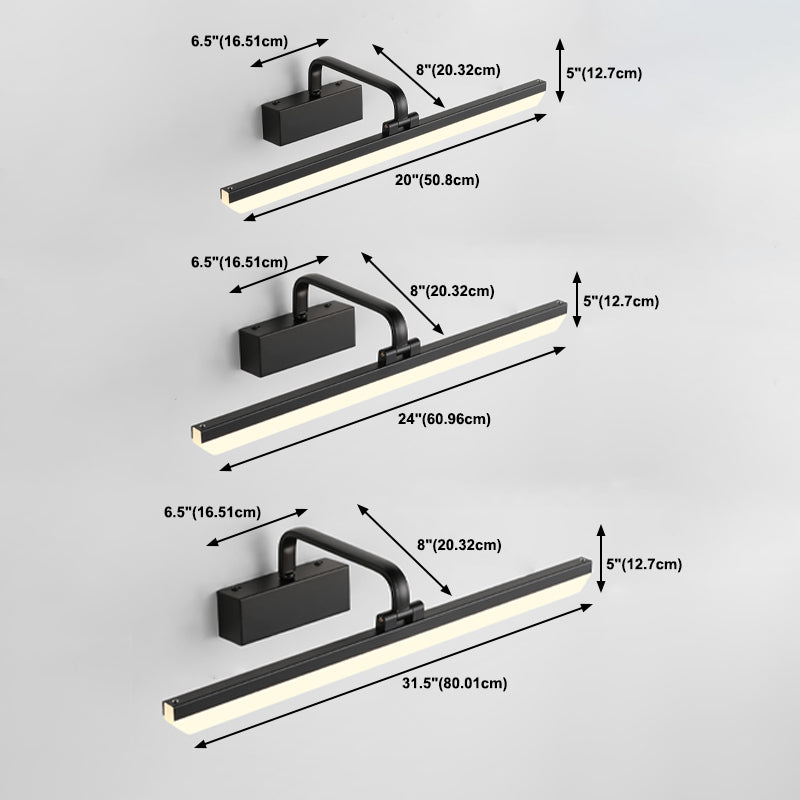 1 luz lineal de pared lineal iluminación de pared de metal de estilo moderno para cuarto de baño