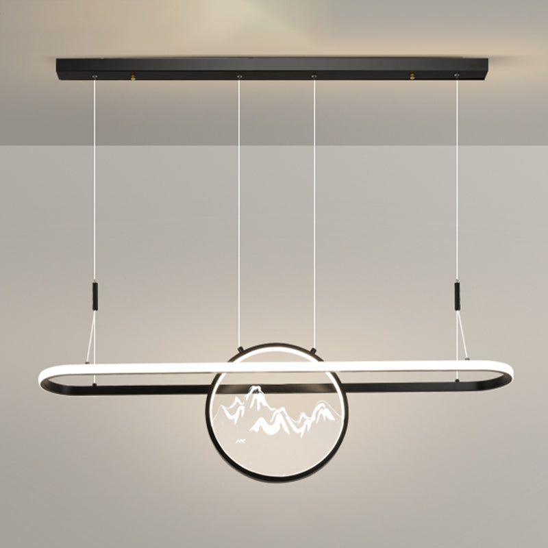 Linear Shape Island Lights Modern Style Meta Two Light Pendant Lighting Fixtures