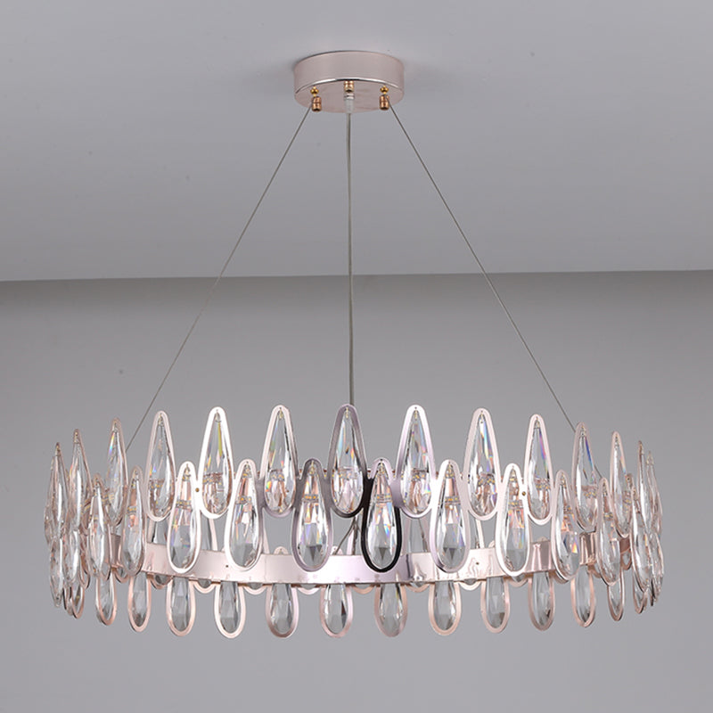 Circle de style contemporain Cercle Pendant Crystal 1 Lumière Lumière Lumière en argent