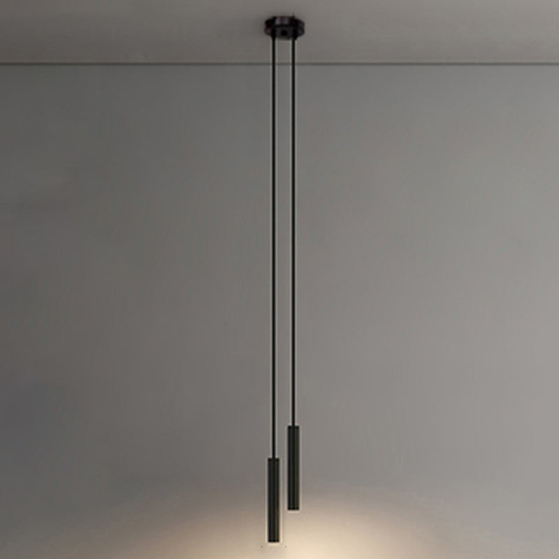Luces colgantes de metal de forma cilíndrica Estilo moderno Luz colgante de lámparas en negro