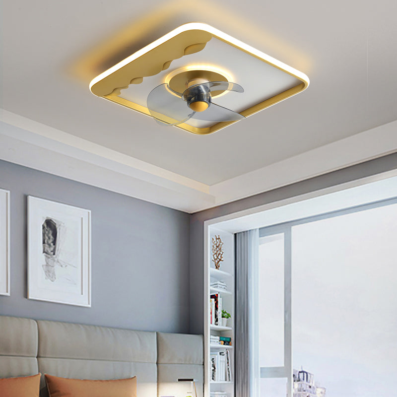 Ventilateur de plafond géométrique en métal Lumières de style moderne 2 lumières LAMPE MONT