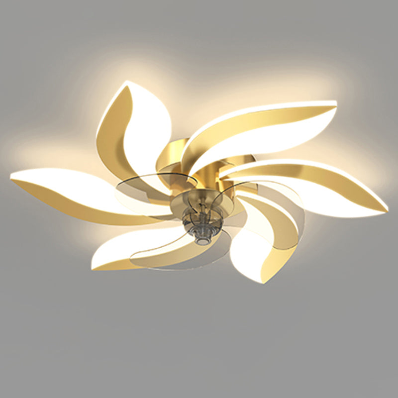 Fleurée de fleurs ventilateur de plafond en métal Style moderne 6 lumières Fan Plafond Lampe