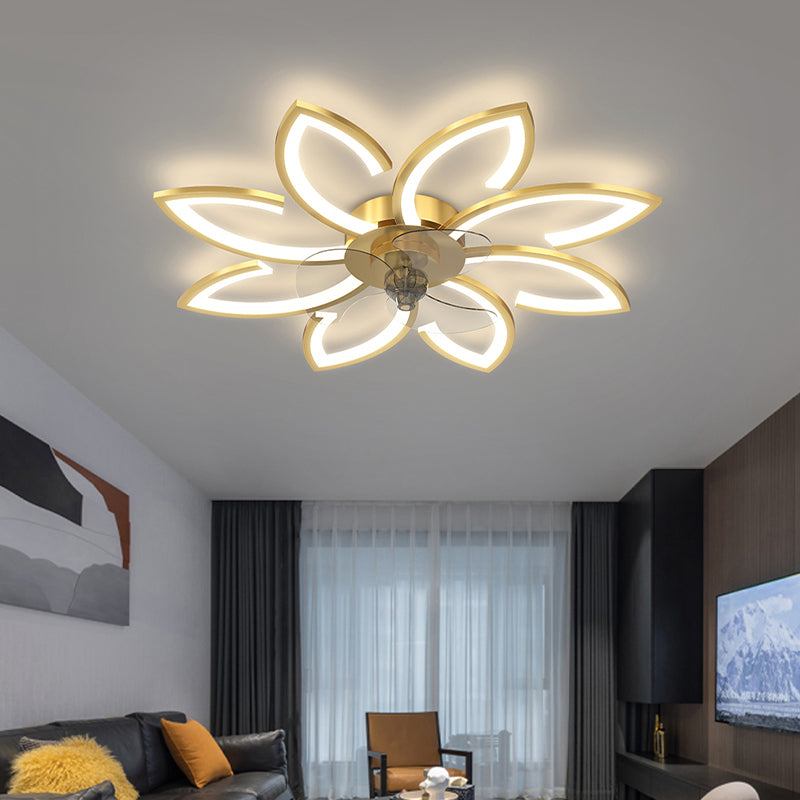 Fleurée de fleurs ventilateur de plafond en métal Style moderne 6 lumières Fan Plafond Lampe