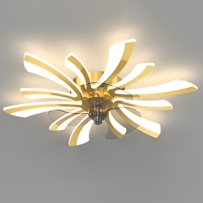 Fleurée de fleurs ventilateur de plafond en métal Style moderne 6 lumières Fan Plafond Lampe