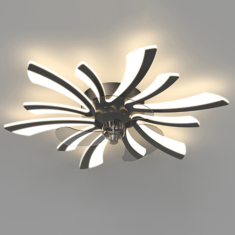 Fleurée de fleurs ventilateur de plafond en métal Style moderne 6 lumières Fan Plafond Lampe