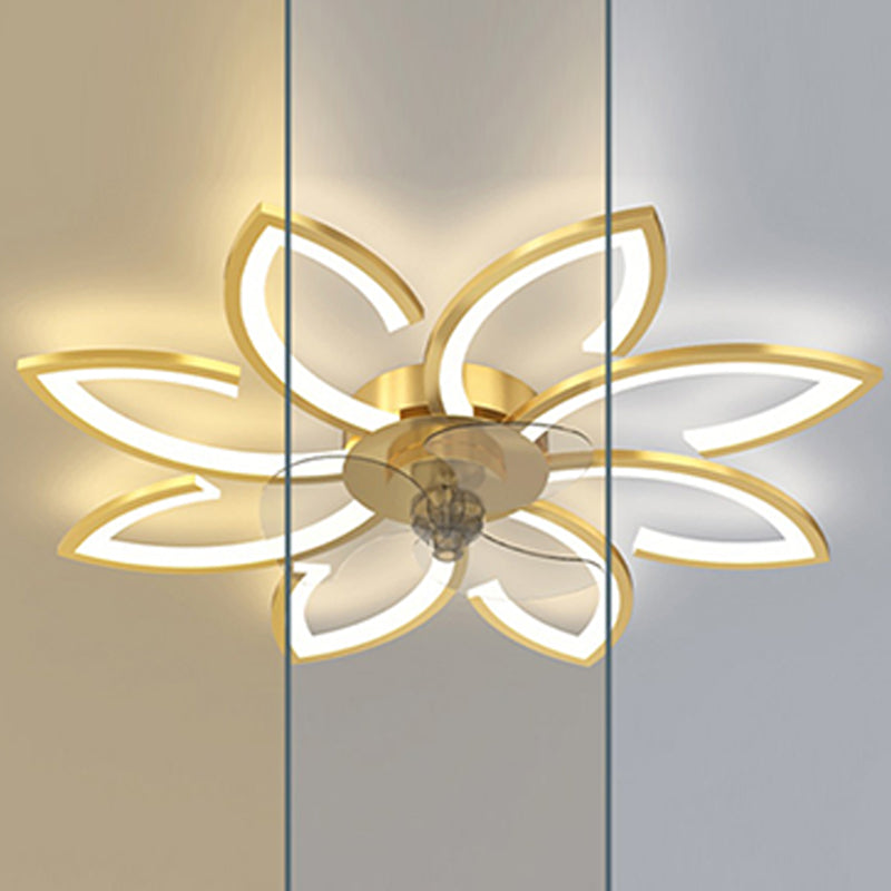 Fleurée de fleurs ventilateur de plafond en métal Style moderne 6 lumières Fan Plafond Lampe