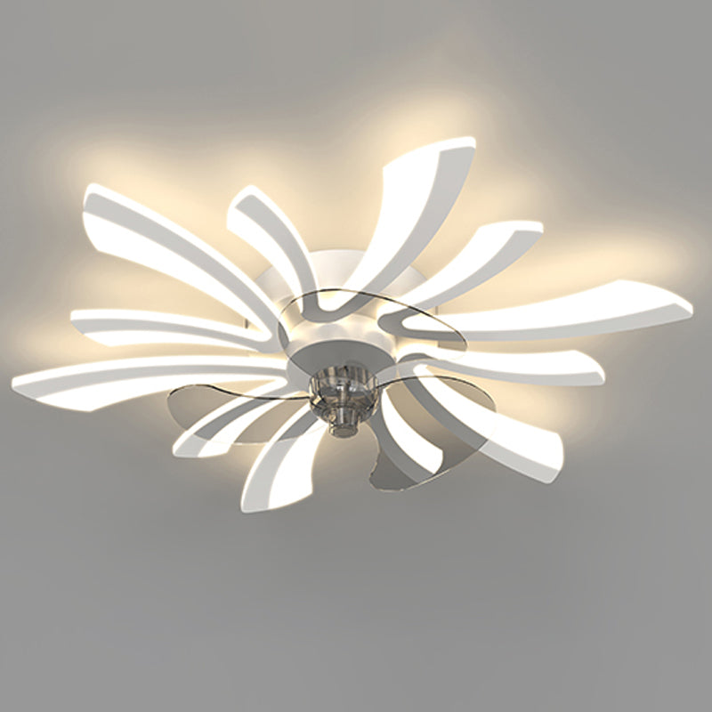 Fleurée de fleurs ventilateur de plafond en métal Style moderne 6 lumières Fan Plafond Lampe