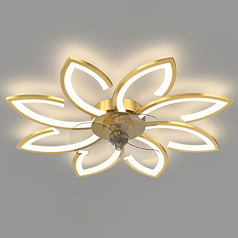 Fleurée de fleurs ventilateur de plafond en métal Style moderne 6 lumières Fan Plafond Lampe