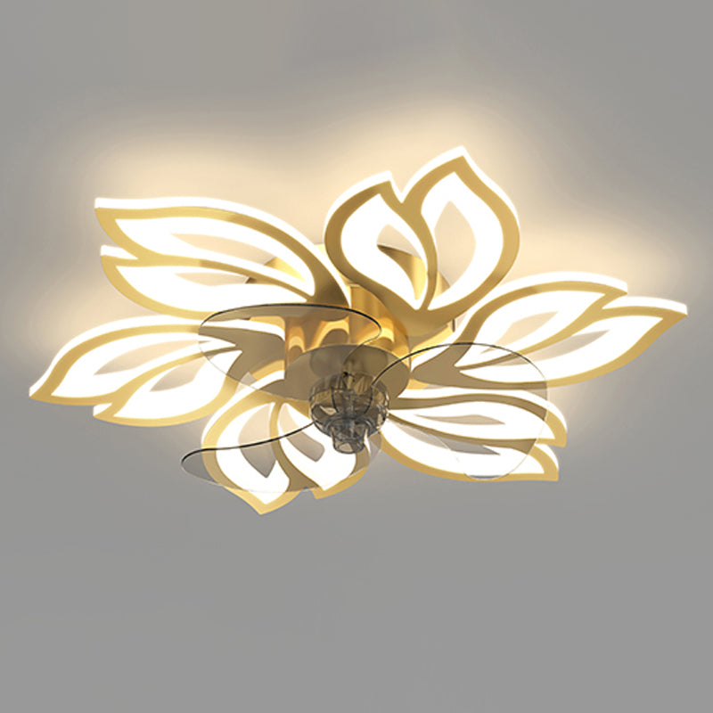 Fleurée de fleurs ventilateur de plafond en métal Style moderne 6 lumières Fan Plafond Lampe