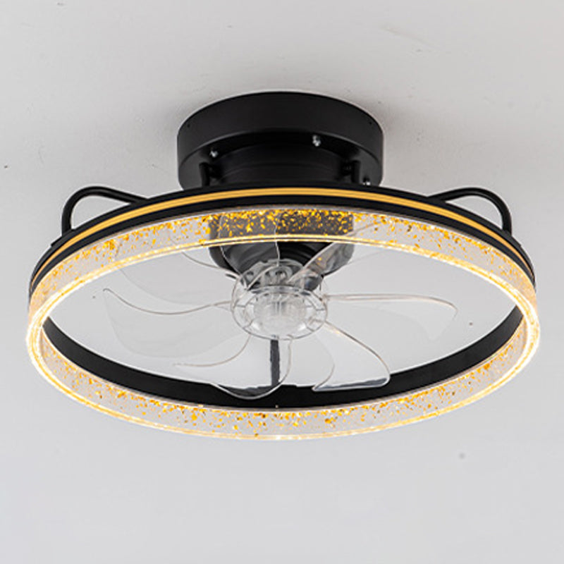 Metal Geometric Ceiling Fan Light Modern Style 1 Light LED Flush Light
