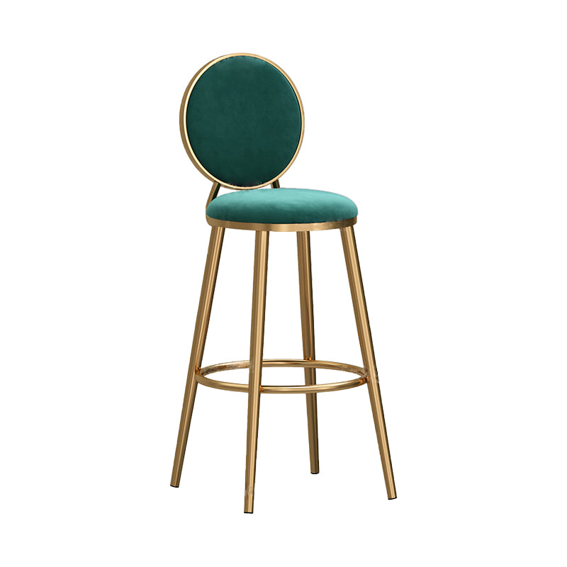 Glam Armless Backlest Teller Stool Steel Bookstore Bar Stool met fluwelen kussen