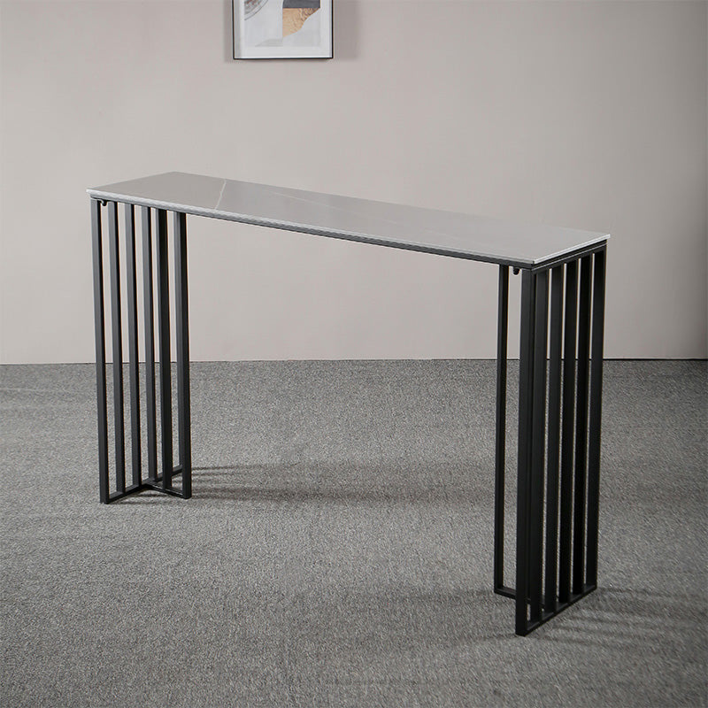 Modern Marble Table with Rectangle Table Top Black Sled Table - 42" H