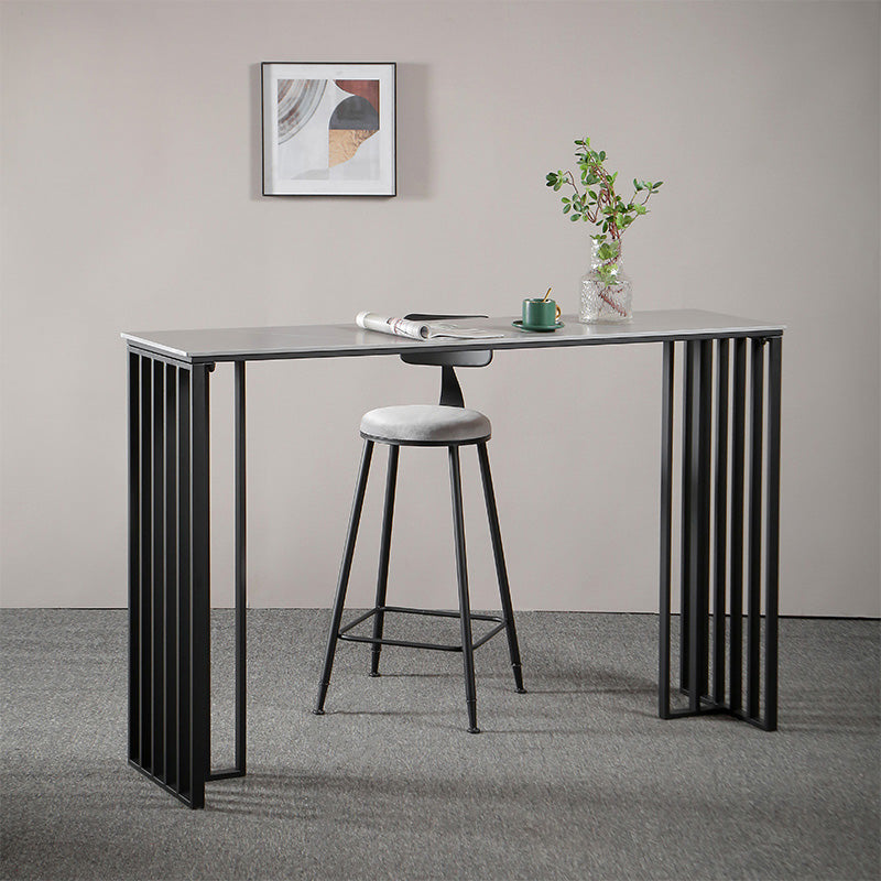 Modern Marble Table with Rectangle Table Top Black Sled Table - 42" H