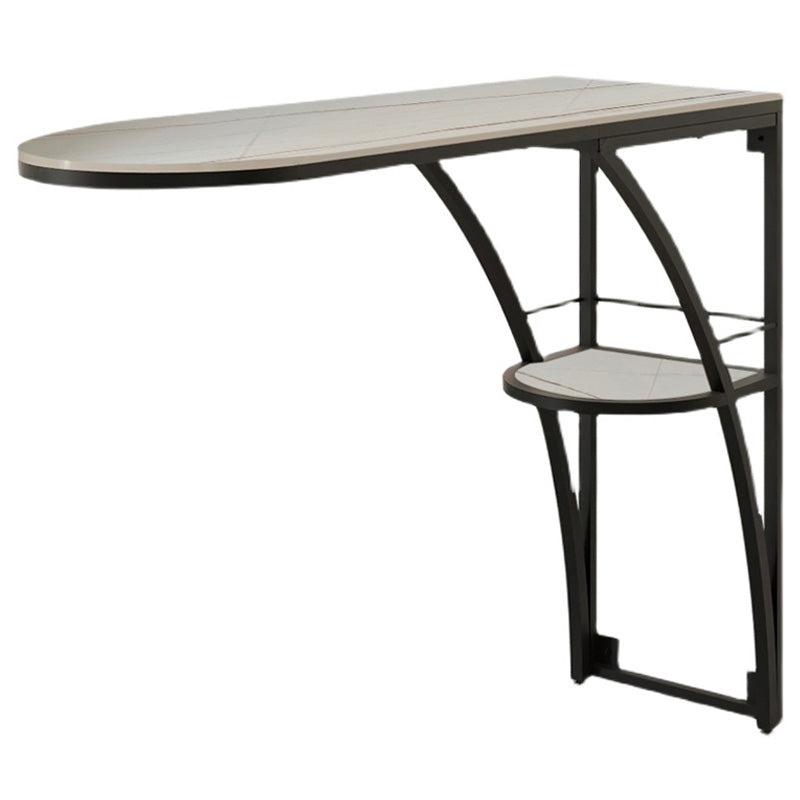 Modern White Marble Bar Table with Specialty Table Top Black Pedestal Table - 42" H