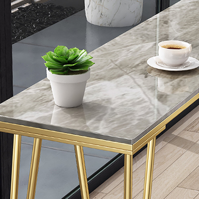 Modern Marble Bar Table with Rectangle Table Top Legs Table - 41.3" H