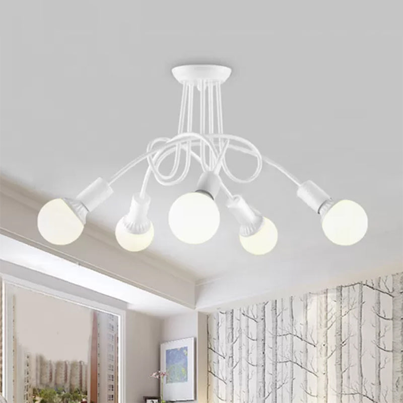 Moderne plafondlampen woonkamer, grote semi -spoelmontage licht met metalen draaiwarm