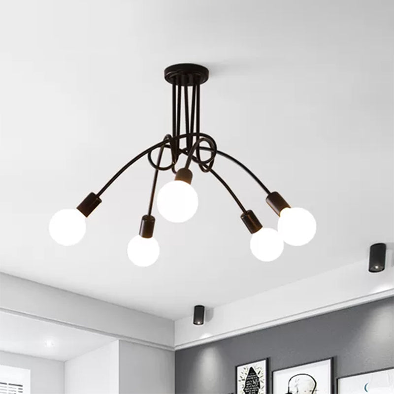 Modern Ceiling Lights Living Room, Large Semi Flush Mount Light with Metal Twist Arm