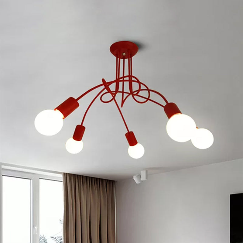 Moderne plafondlampen woonkamer, grote semi -spoelmontage licht met metalen draaiwarm