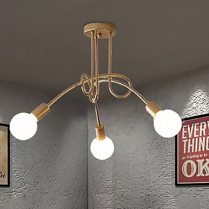 Moderne plafondlampen woonkamer, grote semi -spoelmontage licht met metalen draaiwarm