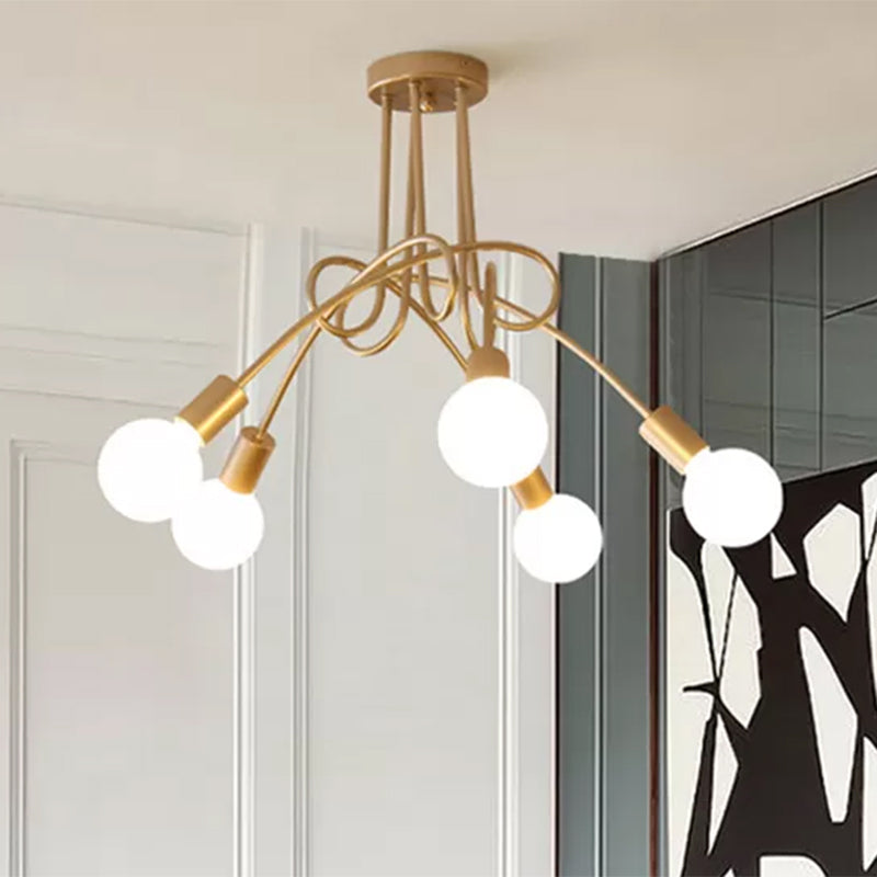 Moderne plafondlampen woonkamer, grote semi -spoelmontage licht met metalen draaiwarm