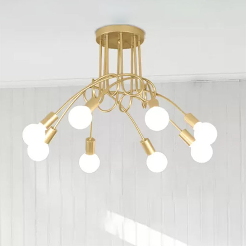 Moderne plafondlampen woonkamer, grote semi -spoelmontage licht met metalen draaiwarm