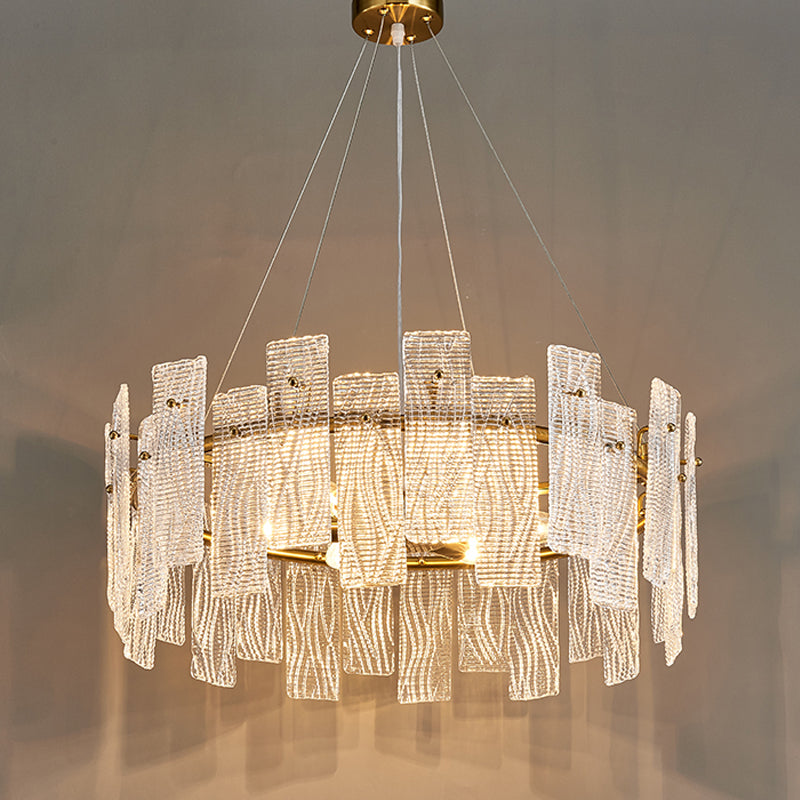 Géométrie de style contemporain Lumières de lustre en verre Lumières en or