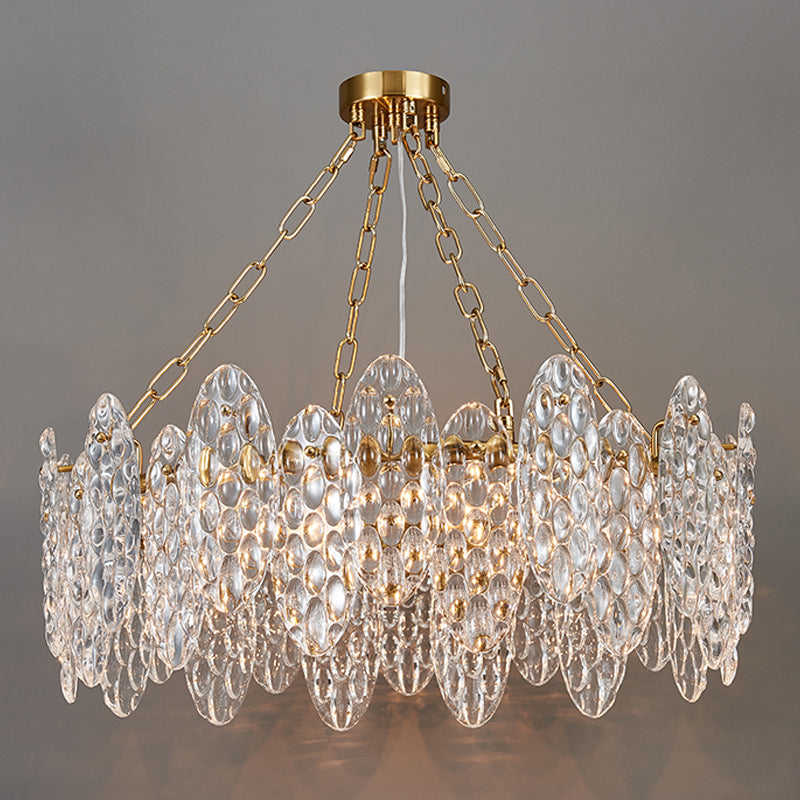 Lustres de la géométrie de style contemporain Lumières de lustre en verre en or