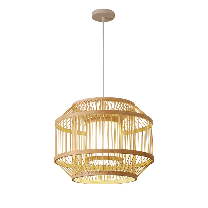 Modern Hanging Light Household Geometric Bamboo Pendent Light for Living Room