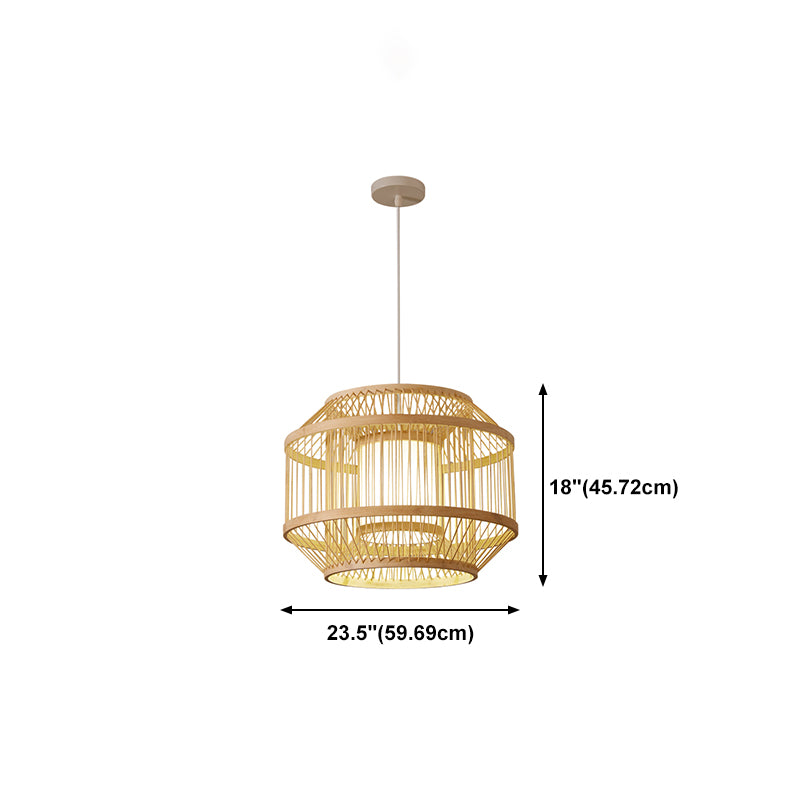 Modern Hanging Light Household Geometric Bamboo Pendent Light for Living Room