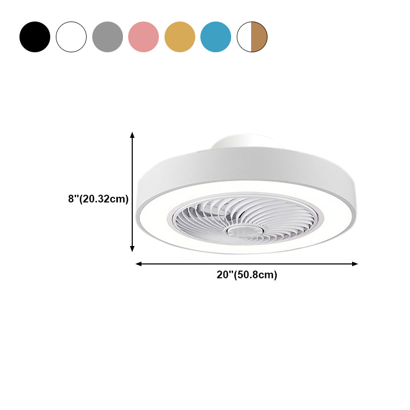 Modern Round Fan Light Metal Colorful 20" Wide Flush Mount Light for Living Room