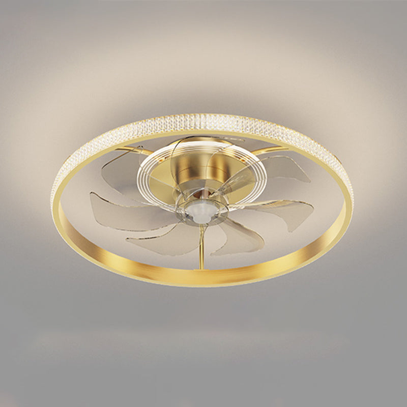 Modern Round Fan Light Metal Gold LED Flush Mount Light for Living Room