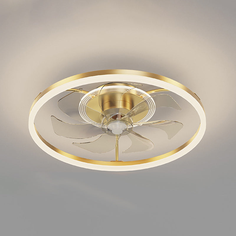 Modern Round Fan Light Metal Gold LED Flush Mount Light for Living Room