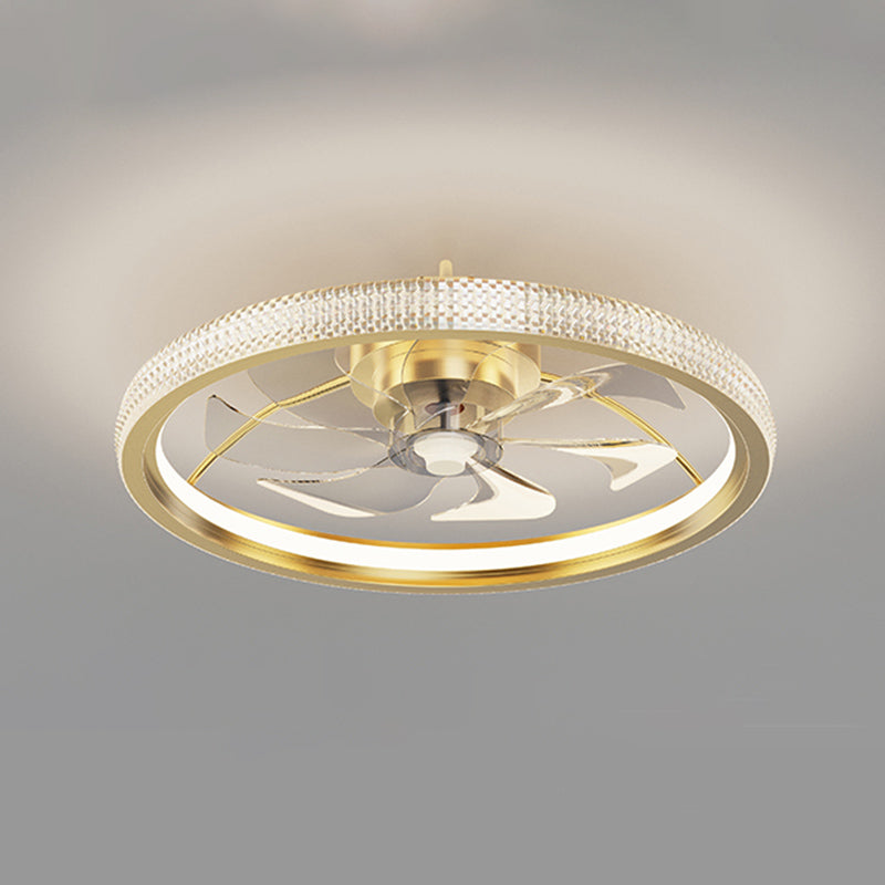 Modern Round Fan Light Metal Gold LED Flush Mount Light for Living Room