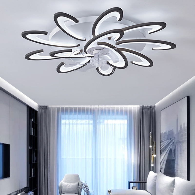 Nordic Geometric Fan Light Metal Multi Light LED Flush Mount Light for Living Room