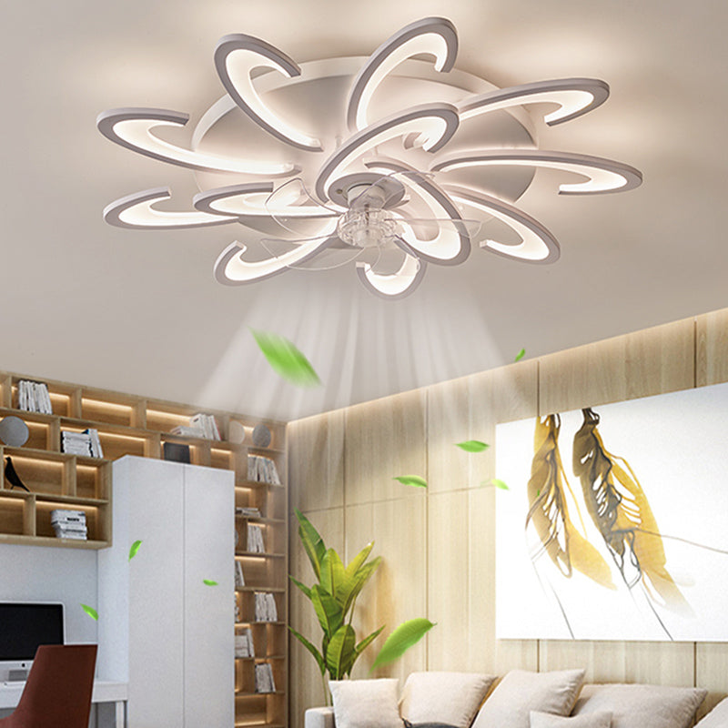 Nordic Geometric Fan Light Metal Multi Light LED Flush Mount Light for Living Room