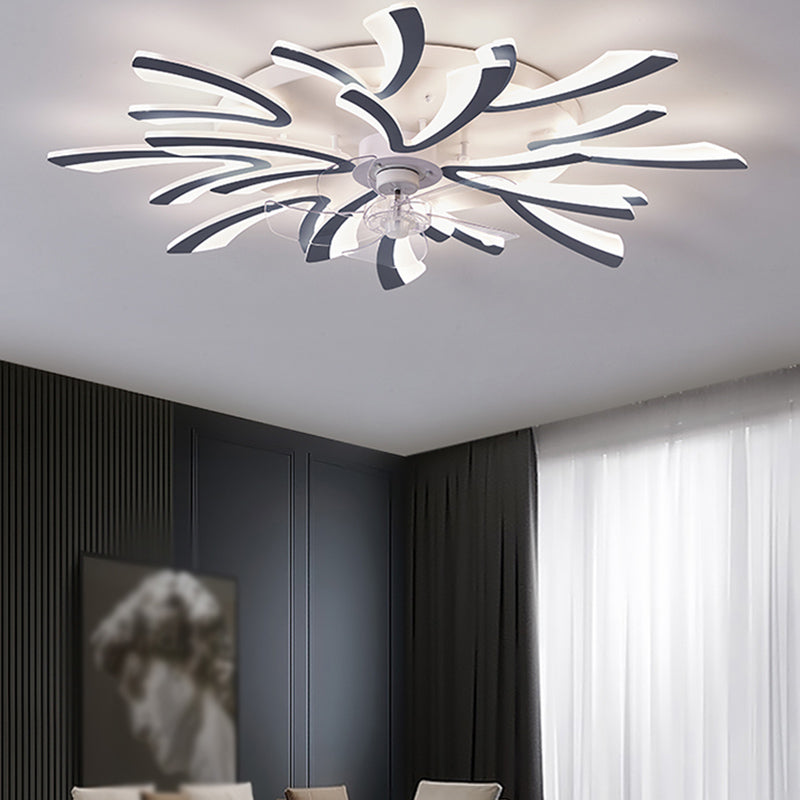 Nordic Geometric Fan Light Metal Multi Light LED Flush Mount Light for Living Room