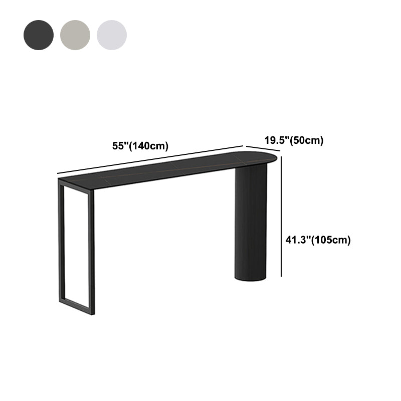 Modern Marble Pub Table with Specialty Table Top Double Pedestal Table- 41.3" H