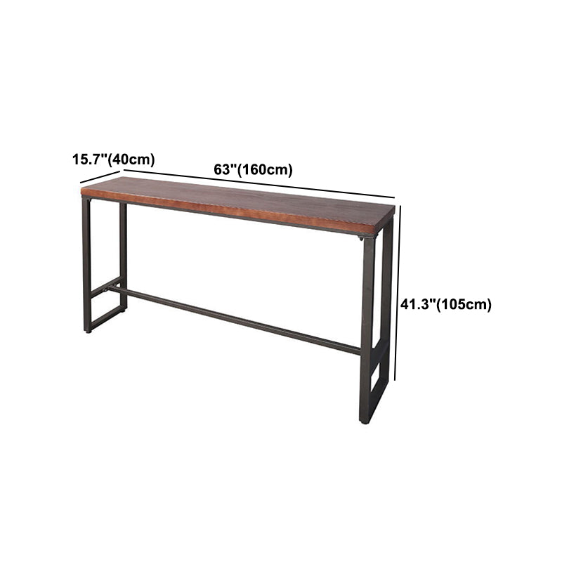 Modern Style Bar Table Solid Wood and Iron Brown Bar Table for Indoor