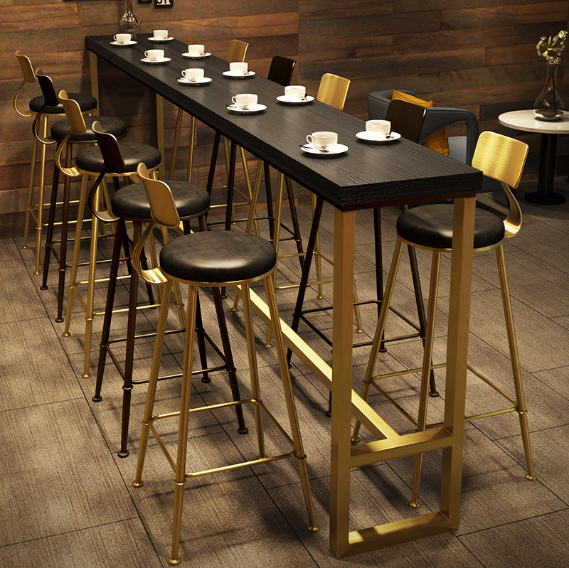 Black Glam Style Bar Table in Metal and Wood Milk Tea Shop Bar Table